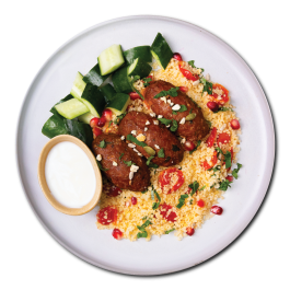 Lamb Kofta with Couscous, Cucumber Mint Yoghurt and Pomegranate - LARGE